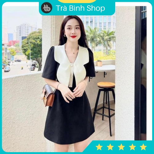 Váy umi cổ sen trắng tay bồng dáng xòe sang chảnh