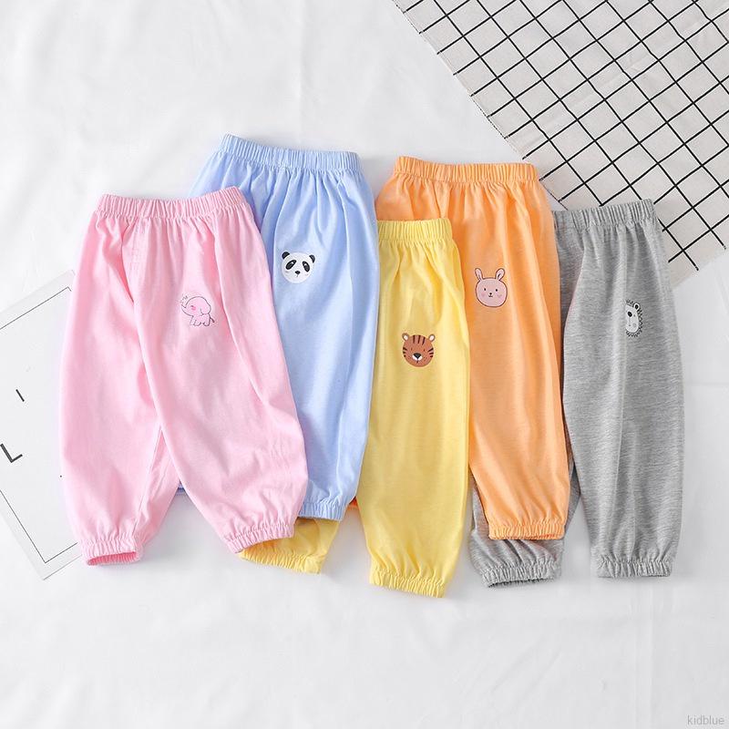 Quần Dài Cotton Chống Muỗi Dáng Rộng In Họa Tiết Hoạt Hình Thời Trang Mùa Hè Cho Bé