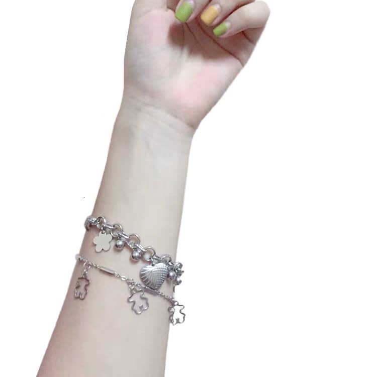 Vòng Đeo Tay Bằng Thép Titan 2280 Họa Tiết Gấu Đơn Giản Phong Cách Hàn Quốc