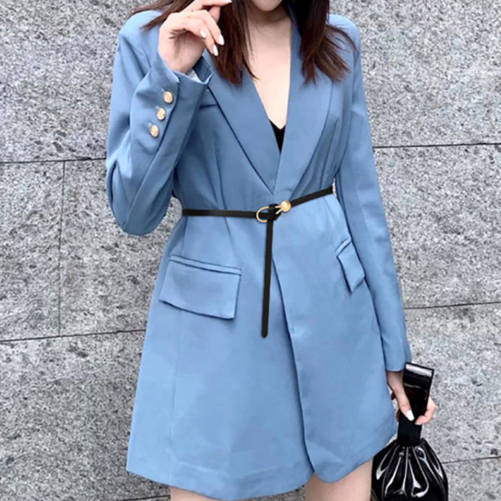 Thắt Lưng Da Màu Trơn Khóa Kim Loại Có Thể Điều Chỉnh Nhiều Màu Sắc Cho Nữ