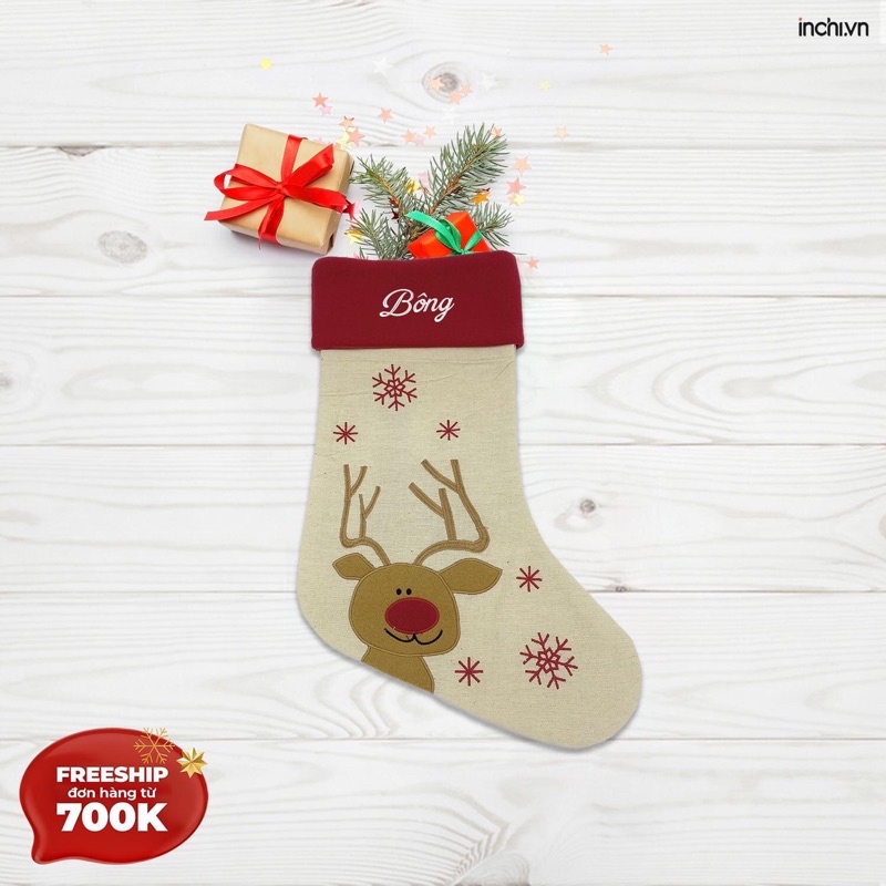 Tất , Vớ Đựng Quà In Tên Và Họa Tiết Giáng Sinh Theo Yêu Cầu Siêu Dễ Thương- Gift , Stocks For Christmas