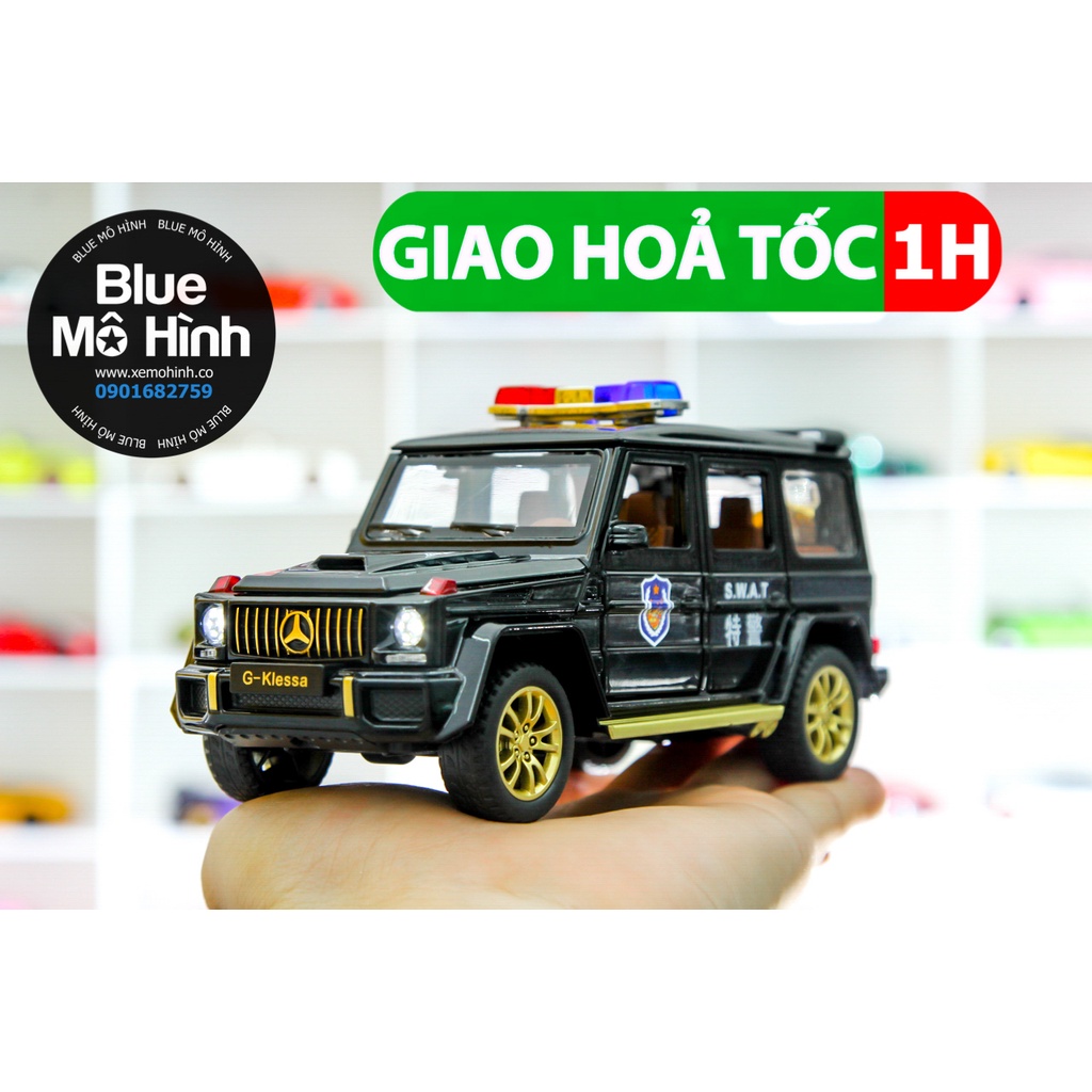 Blue mô hình | Xe mô hình cảnh sát SUV Mercedes G63 Police Klessa 1:32 Đen