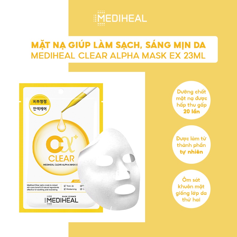 Mặt Nạ Giúp Làm Sạch, Sáng Mịn Da Mediheal Clear Alpha Mask EX 23ml