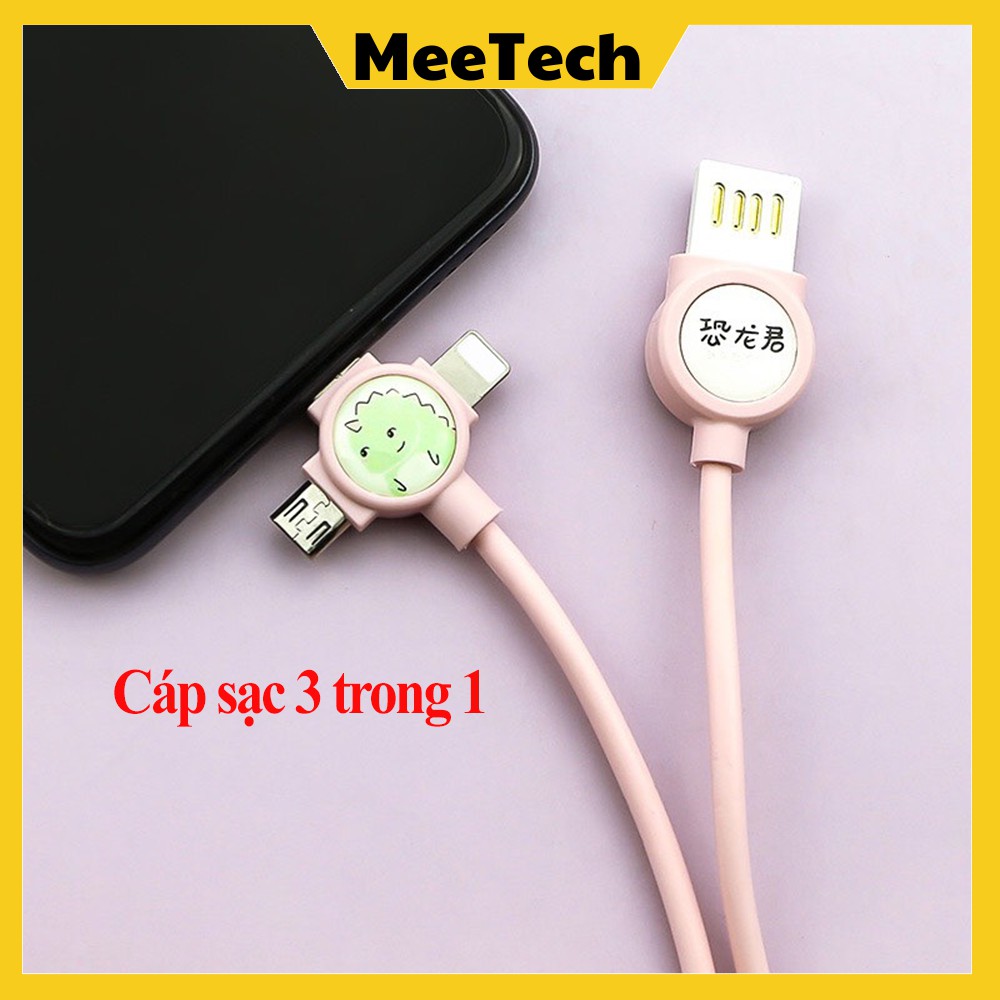 Dây sạc đa năng 3 đầu dài 1m - cáp sạc đa năng đầu lightning, type c micro dành cho Iphone, samsung