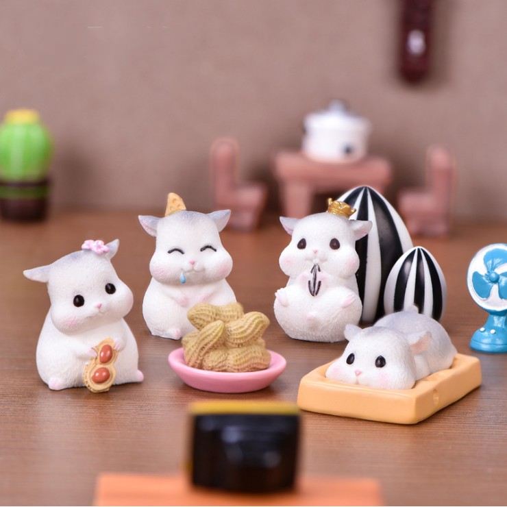 Mô hình chuột Hamster tham ăn dùng trang trí tiểu cảnh, terrarium, móc khóa, DIY