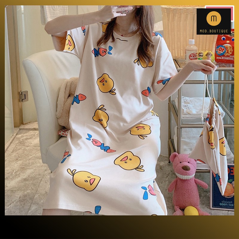 Váy Mặc Nhà Váy Ngủ Họa Tiết Đáng Yêu, Chất Cotton Mềm Mịn Diện Hè V6 | BigBuy360 - bigbuy360.vn