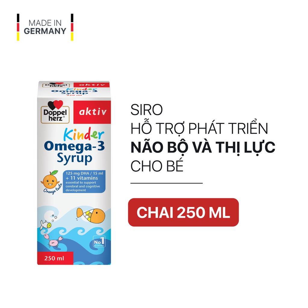 [GIÁ GỐC] Doppelherz Aktiv Kinder Omega-3 Syrup Siro hỗ trợ phát triển cho bé chai 250ml