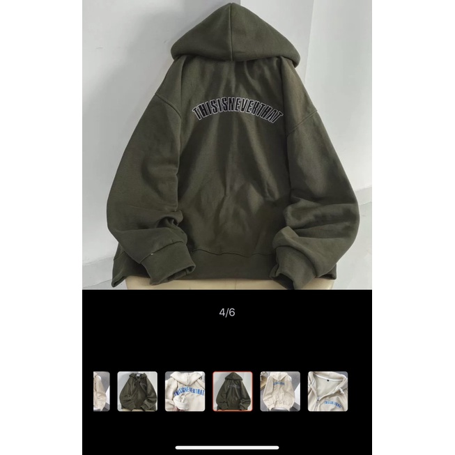 Áo Khoác Nỉ THISISNEVERTHAT Dây kéo Trước Chữ Sau Lưng Unisex Cực Hot Thời Trang HHP Fashion