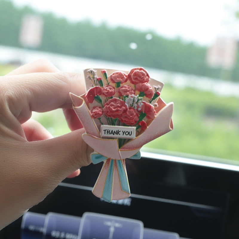 Kẹp Khuếch Tán Nước Hoa Gắn Điều Hòa Xe Hơi Hình Hoa Hồng / Hoa Hướng Dương Đính Nơ Dễ Thương