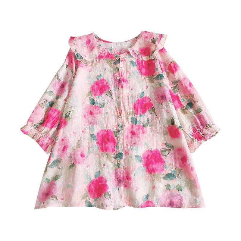 Áo hoa  có cổ hàng Quảng Châu chất mát S/2XL