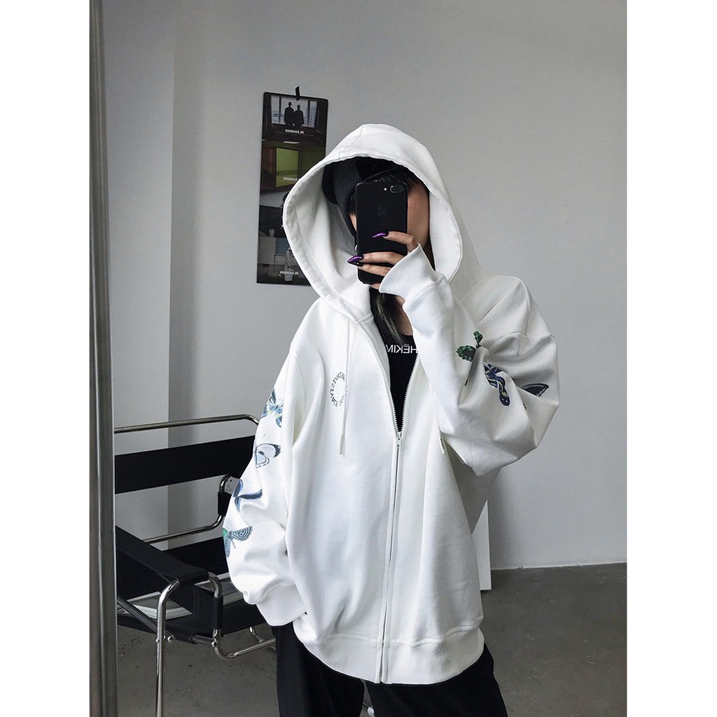 Áo khoác nữ form rộng hoodie nỉ dây kéo Studios