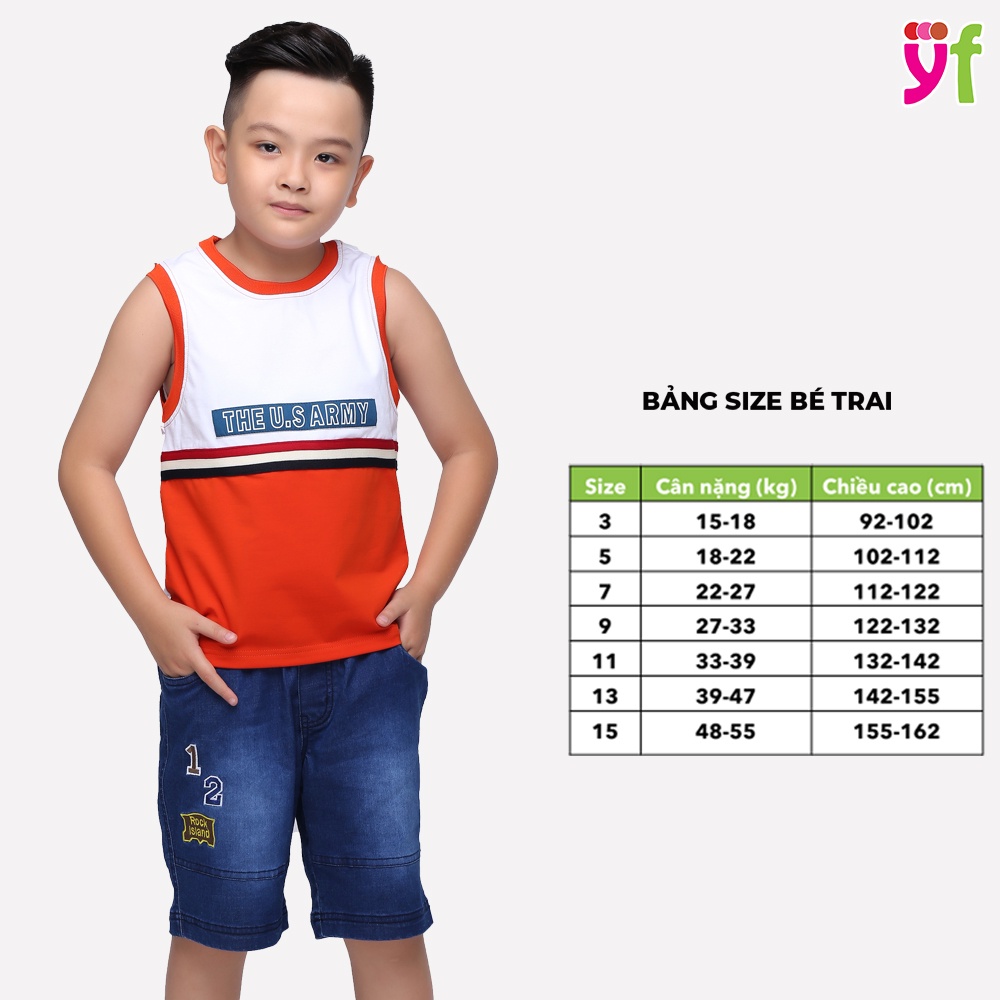 Áo Thun Ba Lỗ Bé Trai Phối 9AY312 YF Mát Mẻ &amp; Năng động