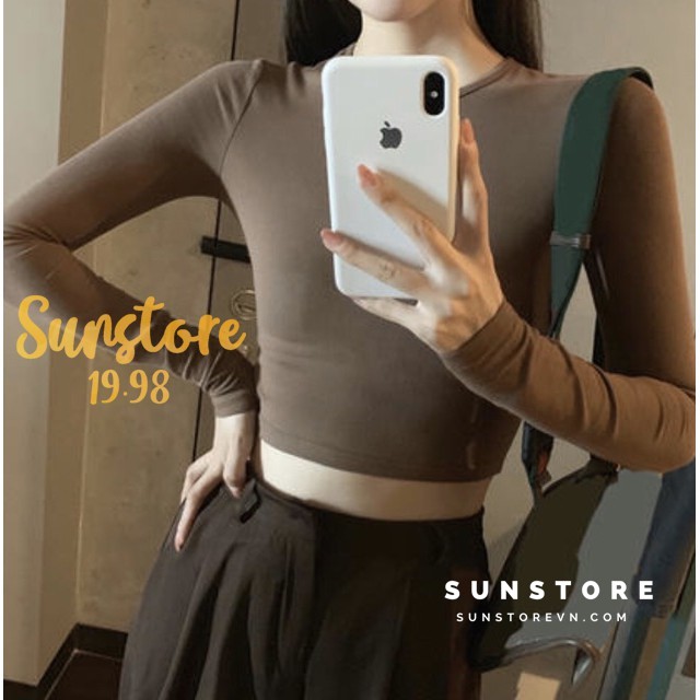 Quần ống rộng suông cài nút và áo croptop form ôm màu nâu ulzzang | BigBuy360 - bigbuy360.vn