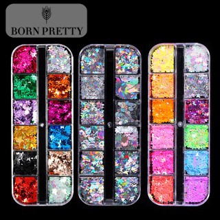 BORN PRETTY Hộp sequin lấp lánh nhiều kiểu dùng trang trí móng tay nghệ thuật