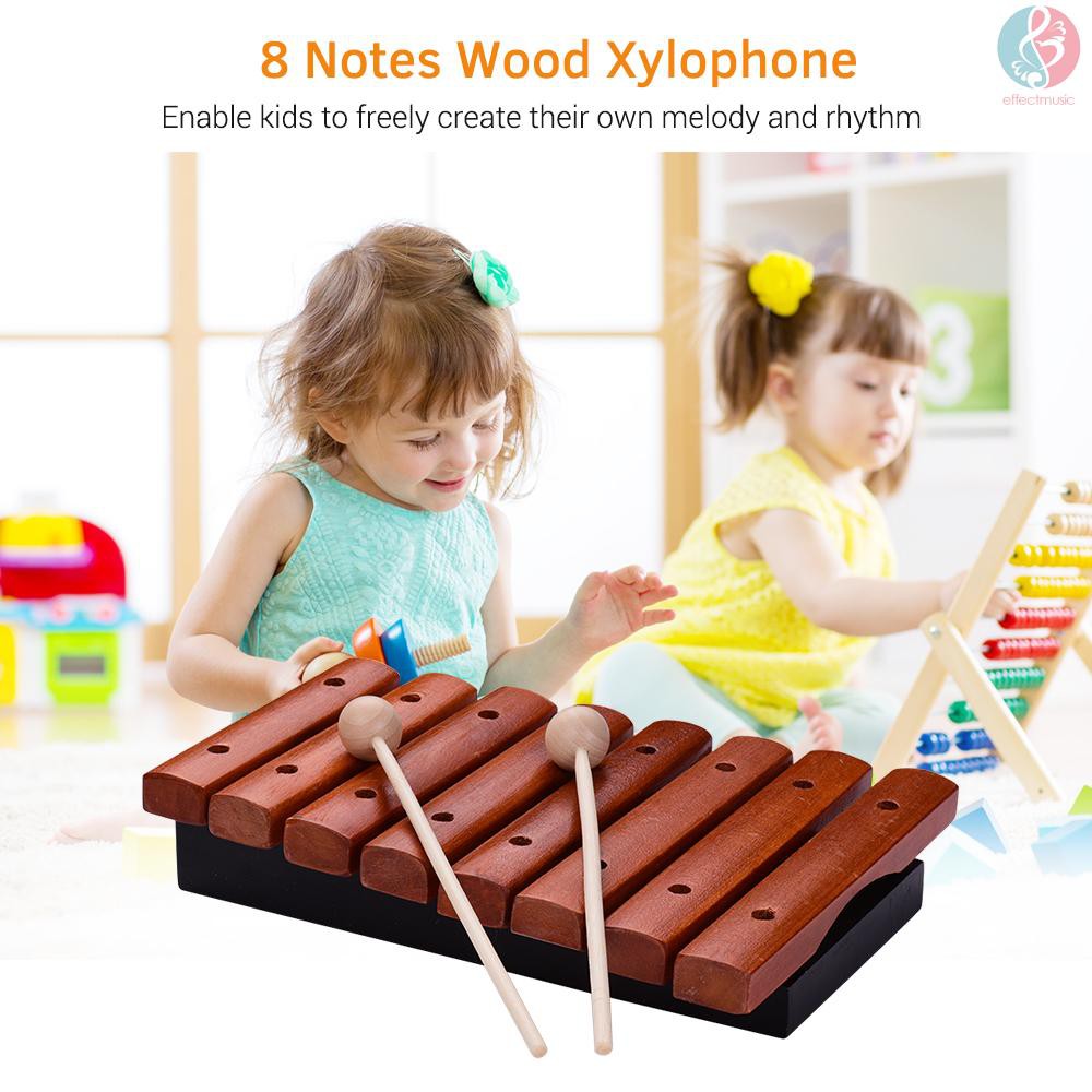 Đàn Phiến Gỗ 8 Nốt Xylophone Kèm 2 Cây Gõ Bằng Gỗ Cho Bé