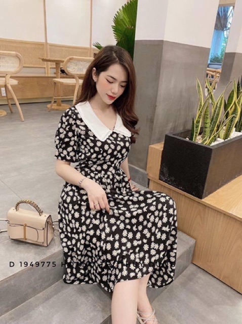 Váy hoa nhí cổ trắng chun eo | BigBuy360 - bigbuy360.vn