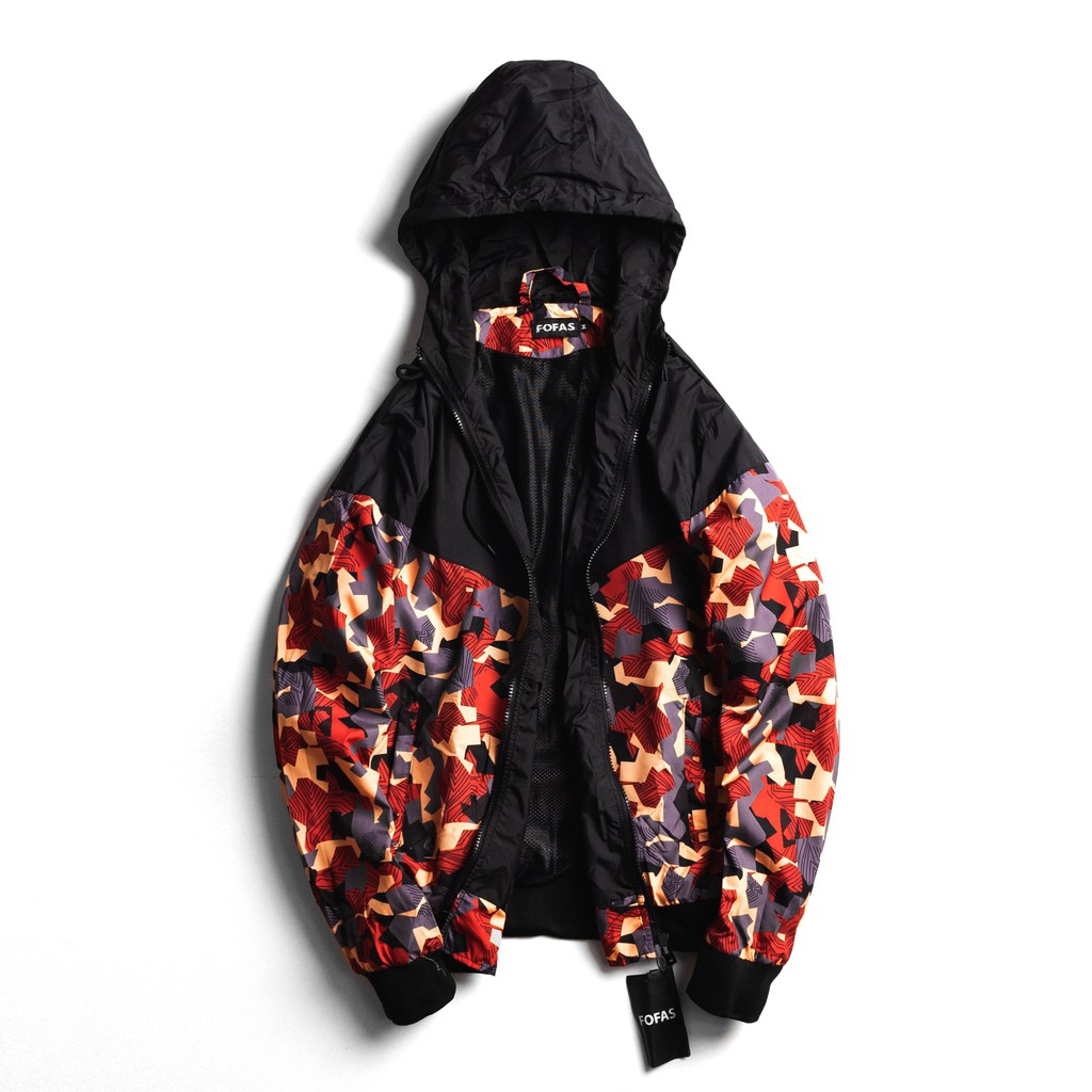 Áo khoác dù hoạ tiết FOFAS có nón, nam nữ cặp đôi mặc được, kiểu dáng thể thao 2 lớp