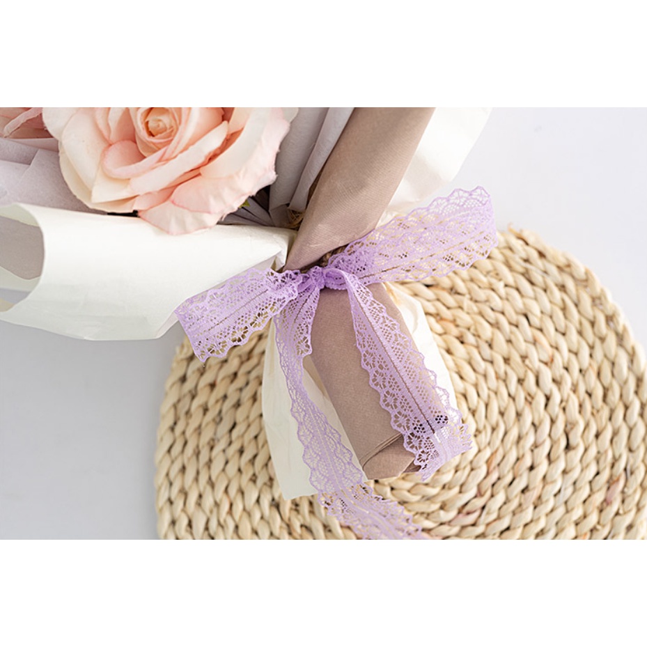 Cuộn Dây Ruy Băng Ren 3Cm 5M Dùng Gói Hoa Thủ Công