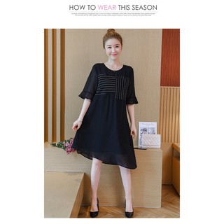 Dress122-đầm suông phối sọc s-6xl