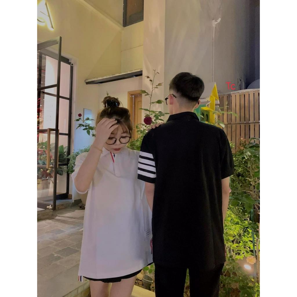 Áo polo thom nam nữ 4 vạch tay