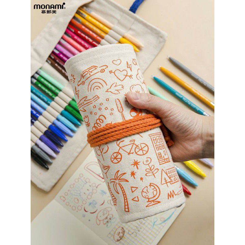|ORDER| TÚI VẢI CUỘN BÚT LÔNG MONAMI PLUS PEN 3000