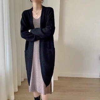 Áo khoác len bông thỏ dáng dài