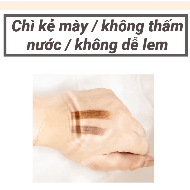 Bút Chì Kẻ Lông Mày Hai Đầu Ngòi Tam Giác Mỏng Chống Nhòe Tự Động Xoay Kèm Giá Đỡ Cho Người Mới Bắt Đầu