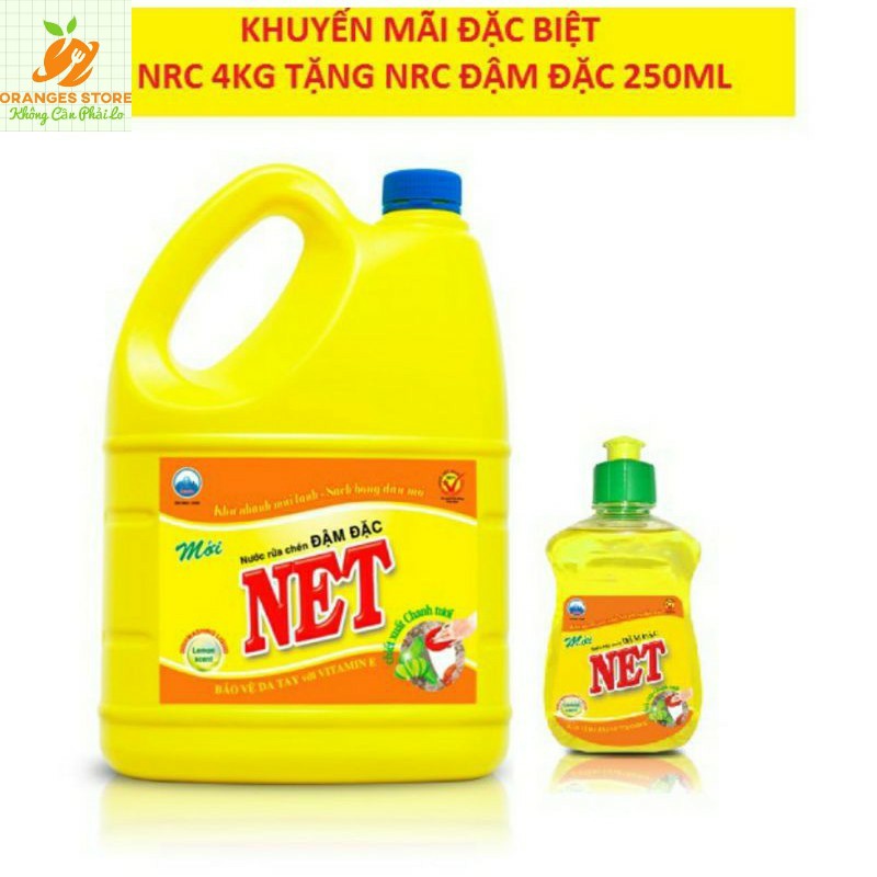 Nước rửa chén NET 4Kg Hương Chanh Tươi, Trà Xanh Kháng Khuẩn, Trà Xanh & Gừng