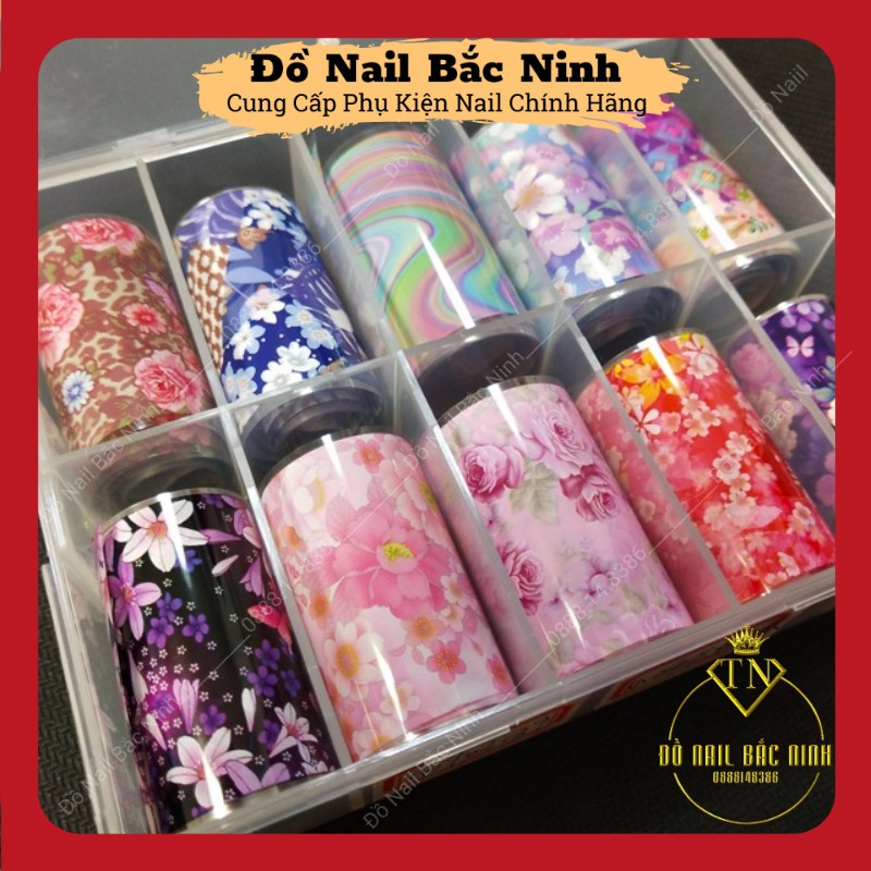 Foil Dán Móng Nail Hình Thương Hiệu, Vân Đá, Hoa Nghệ Thuật Set 10 Cuộn