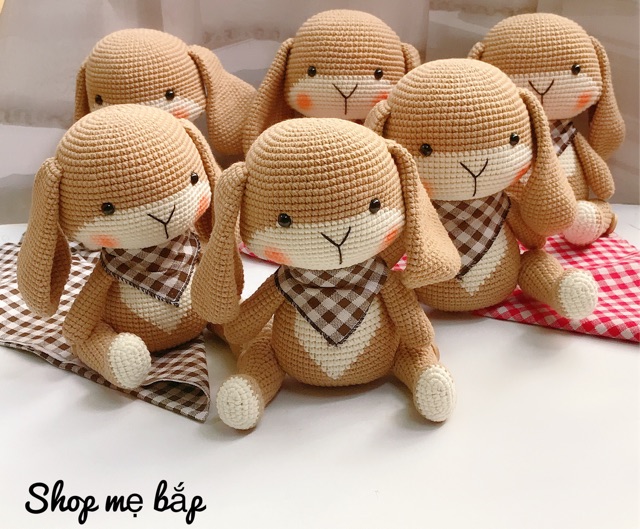 Thỏ len cute Thú bông len handmade đồ chơi cho bé , Chart móc thú