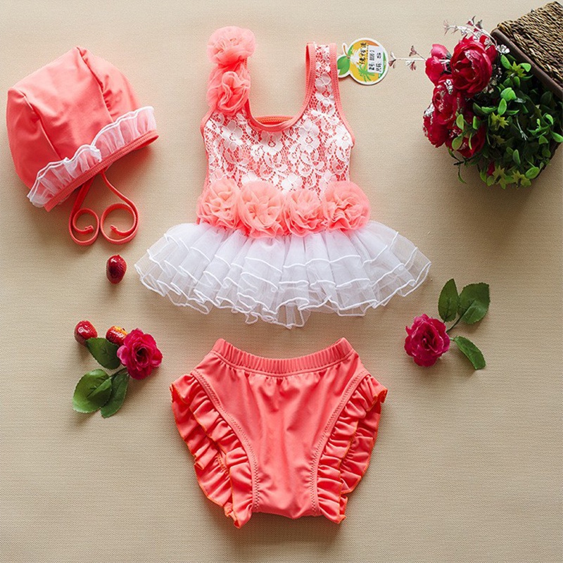 Set Đồ Bơi Ba Mảnh Màu Sắc Ngẫu Nhiên Cho Bé Gái