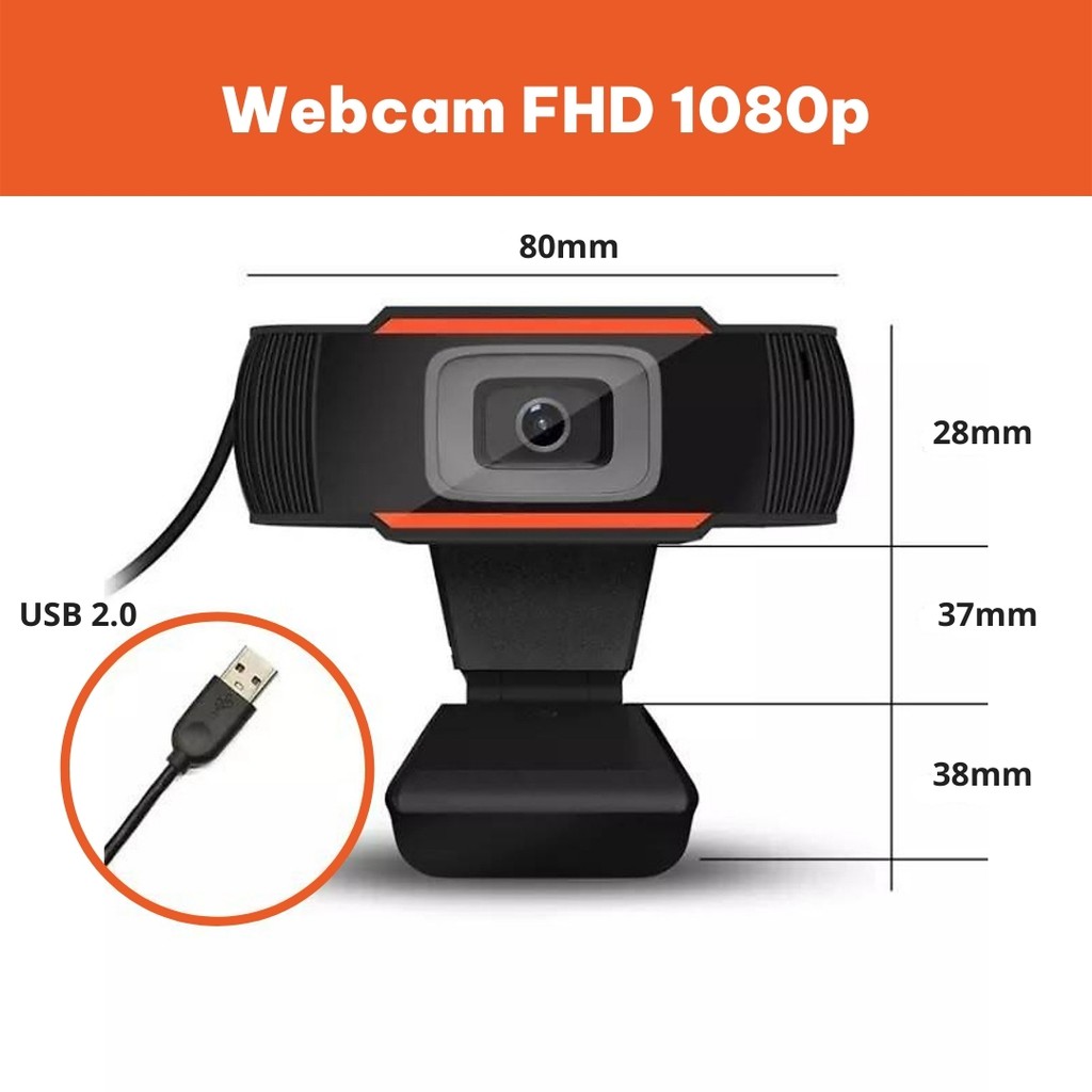 Webcam Kẹp Máy Tính Có Mic Full HD 1080p-USB Học Online Zoom Meeting