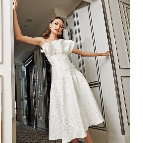 Đầm dự tiệc hai dây dáng xòe sang trọng Peony | BigBuy360 - bigbuy360.vn