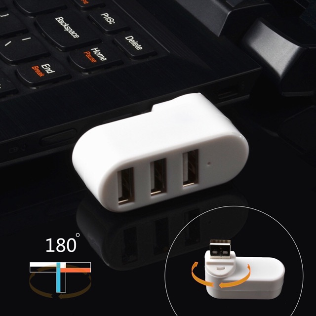 HUB usb xoay 180 độ chia 3 cổng usb 2.0 tốc độ cao dành cho PC, laptop, hub usb 3 cổng siêu tiện dụng