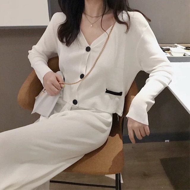 [Mã WASTCOOL giảm 15% tối đa 50K đơn 99K] (Sẵn trắng S/L) Set len tăm dệt kim Quảng Châu sang chảnh ( có ảnh thật) | BigBuy360 - bigbuy360.vn