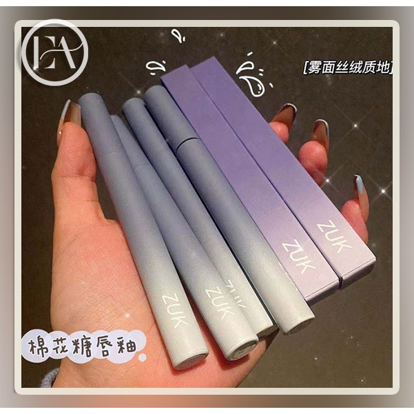 ZUK Kẹo dẻo tráng men Lông mềm mù Chuyển đổi màu xanh Môi bùn trang điểm