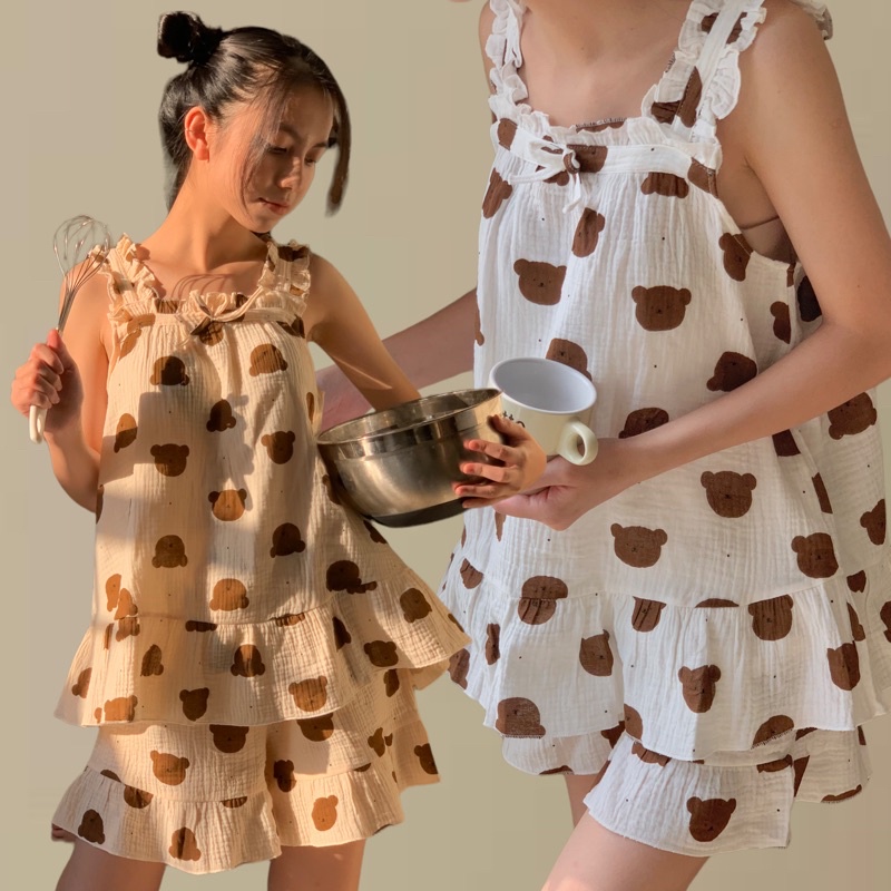 Bộ ngủ nữ muslin LOLLIE STUDIO TKA286 kiểu 2 dây