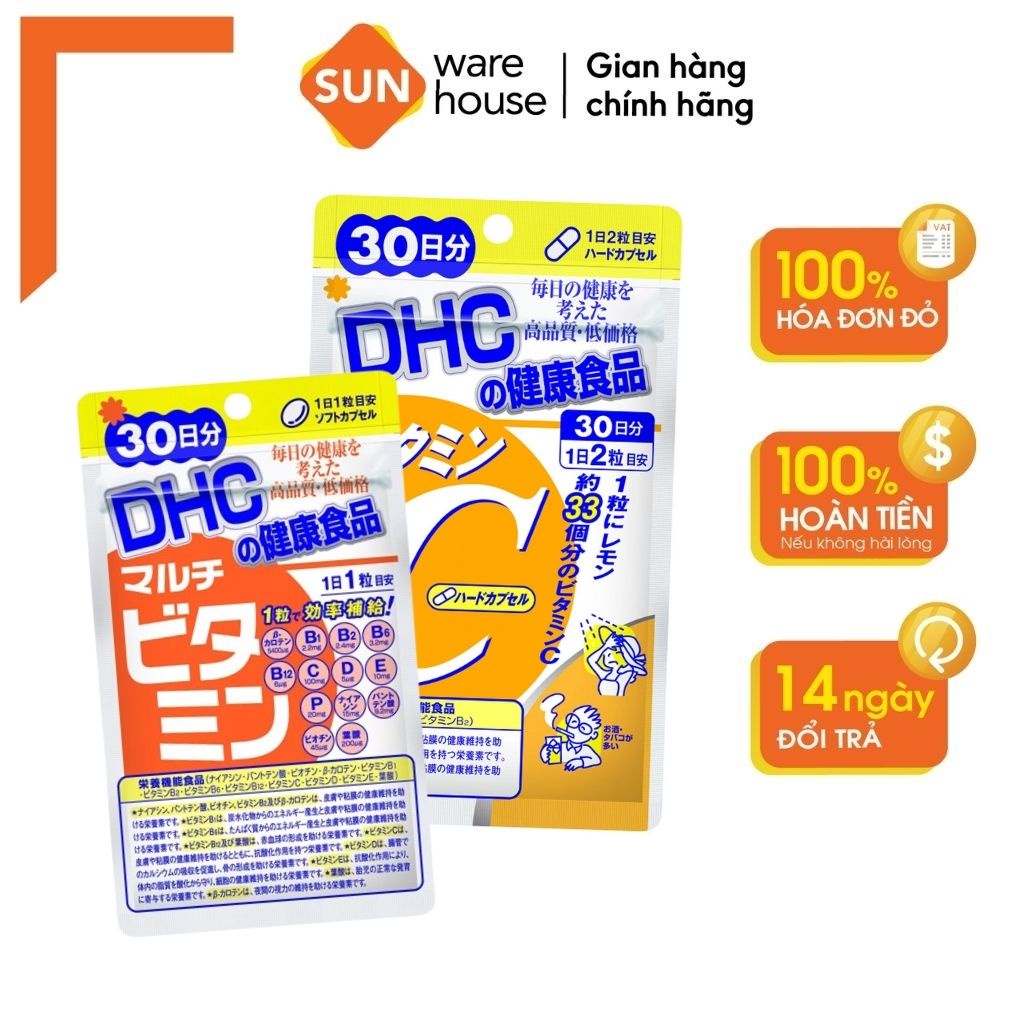 Combo Viên Uống DHC Vitamin C Và DHC Multi Vitamins Cung Cấp Dưỡng Chất, Hỗ Trợ Sức Khỏe - 30 Ngày