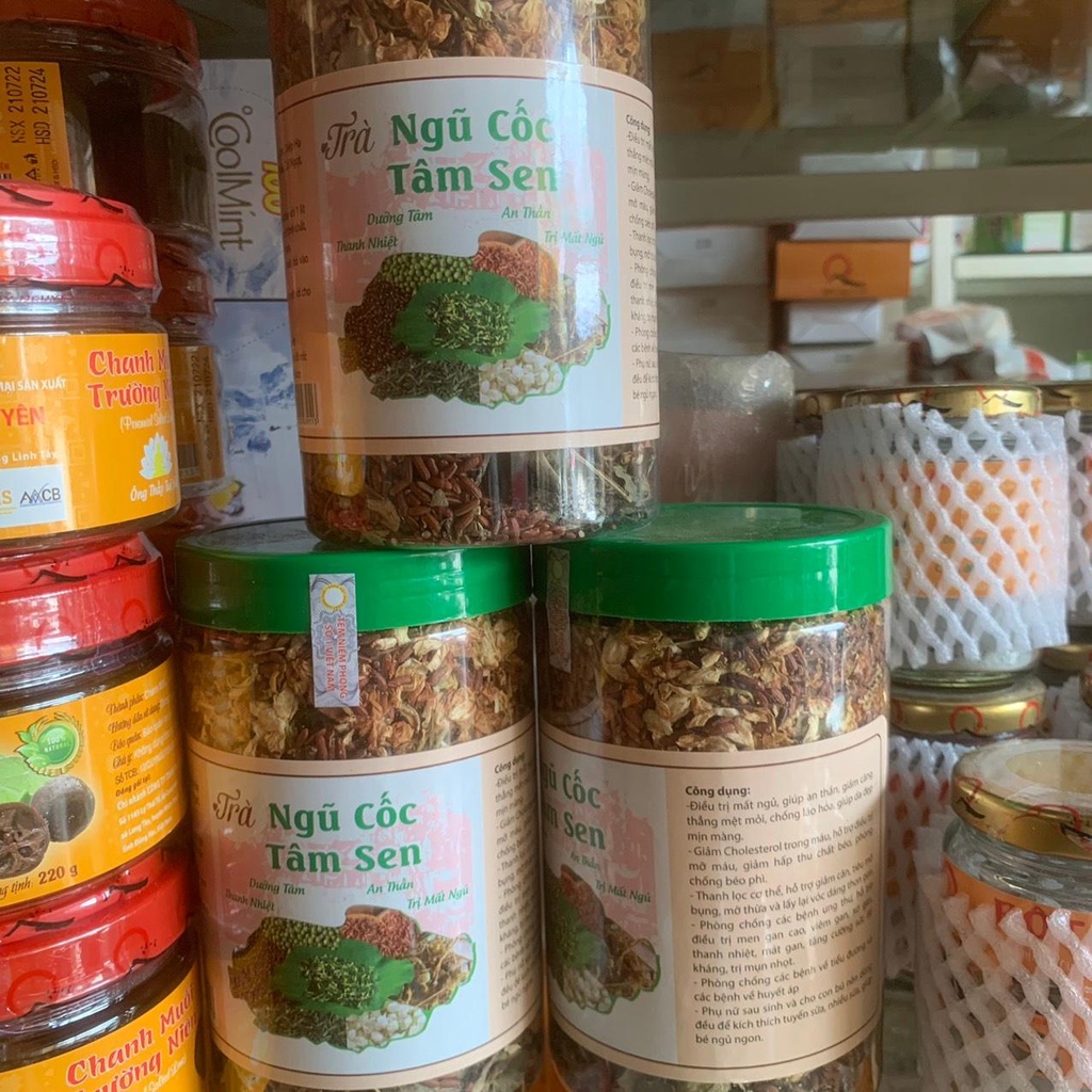 Trà ngũ cốc tâm sen an thần tiêu mỡ hộp 500g