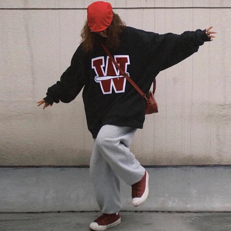 Set Bộ Áo Nỉ Sweater W Quần Bom Ulzzang Unisex Nam Nữ Siêu Hot(Hàng Sẵn)