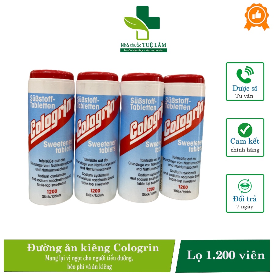 Đường ăn kiêng Collogrin hộp 1200 viên dành cho người tiểu đường, ăn kiêng, béo phì
