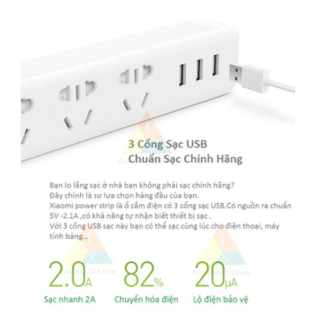 [ CHÍNH HÃNG ] Ổ Cắm Điện Xiaomi Power Strip Trắng Đen - Tích Hợp Cổng Sạc USB