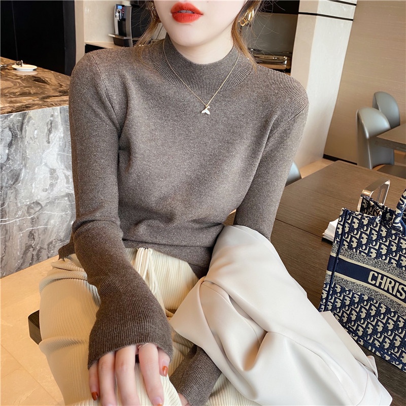 Áo Len Tay Dài Cổ Lọ Thời Trang Phong Cách Hàn Quốc Cho Nữ