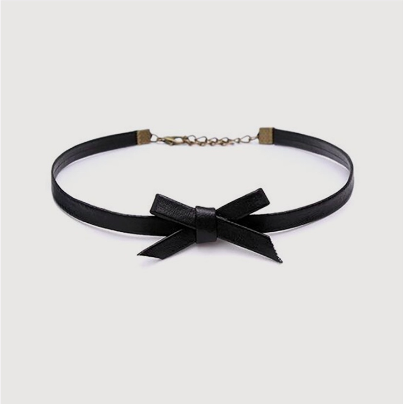 Vòng cổ nữ choker nơ da xinh xắn