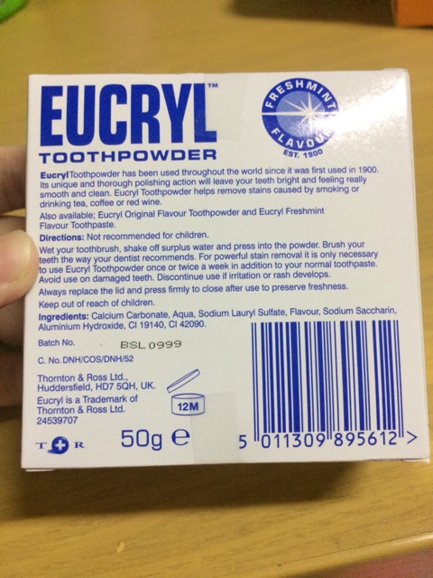Bột trắng răng Eucryl toothpowder