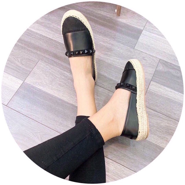 FREESHIp_ Giày bệt Slip on đế cói da mềm tán đinh 3 phân cực sang full box