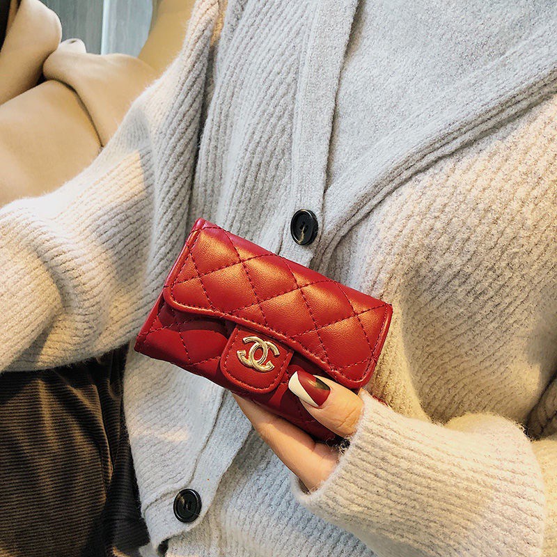 Chanel Túi đựng danh thiếp nữ 2021 kích thước nhỏ dung lượng lớn nhiều thẻ mới Clip ngắn Ví tích hợp thẻ