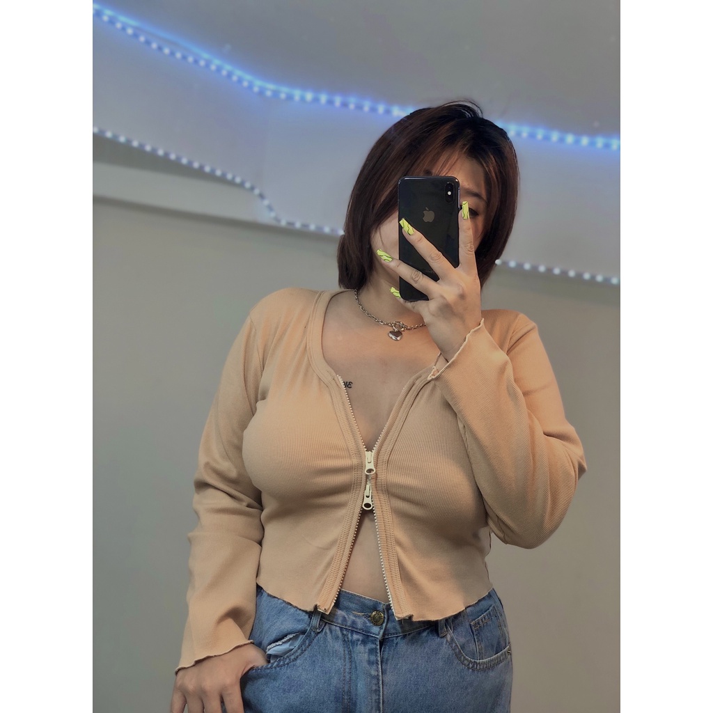 áo croptop nữ khóa kéo hai đầu cực sexy cho nàng bigsize FATTYTA CR11 | BigBuy360 - bigbuy360.vn