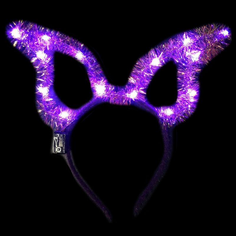 Flgo Băng Đô Tai Thỏ Có Đèn LED Lấp Lánh Dễ Thương