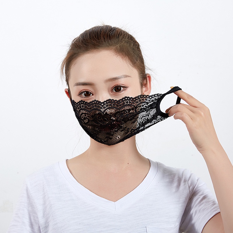 Black lace sunscreen mask adult ladies summer fashion thin single-layer sunshade super breathable comfortable mask